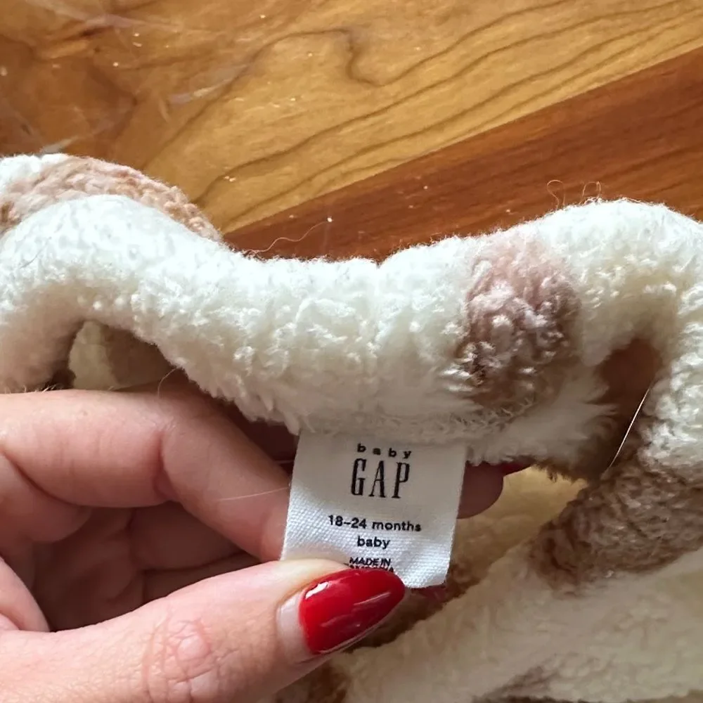 GAP Kids Cream and Brown Fleece Joggers